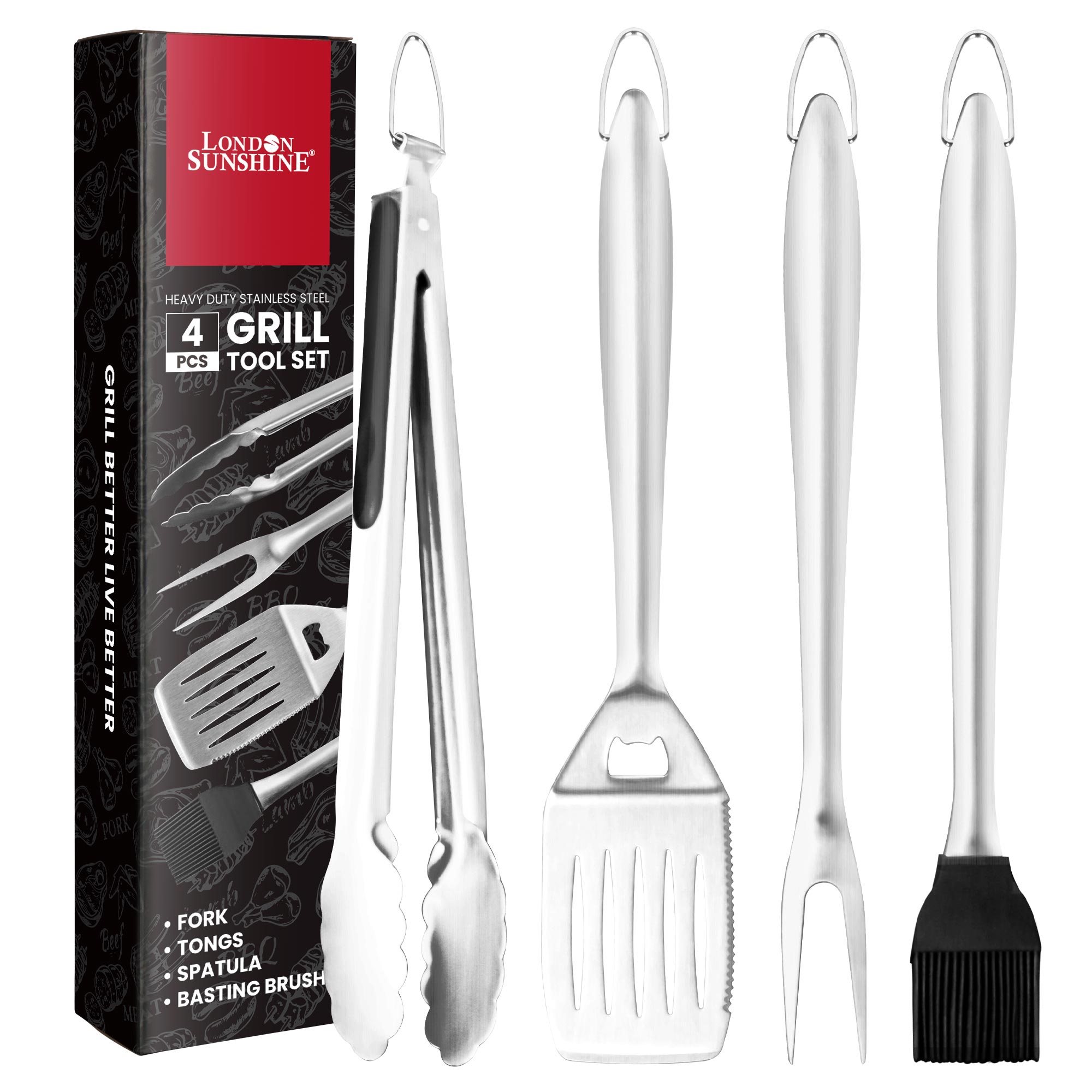 London Sunshine 4-Piece Grill Utensils Set – 13.9