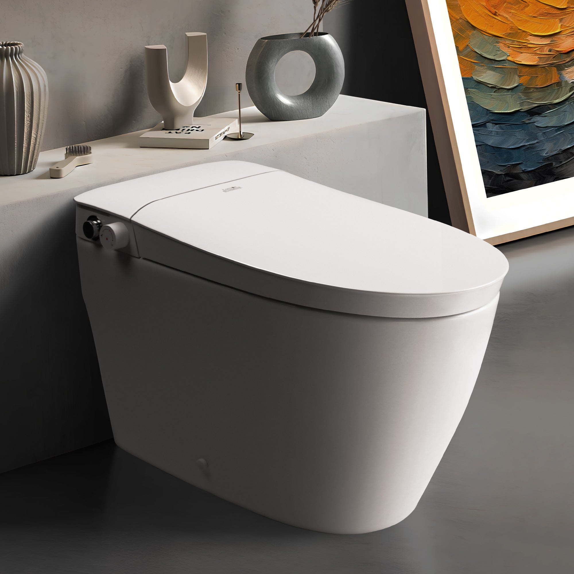 London Sunshine Smart Non-Electric Bidet Toilet - One-Piece Toilet with Dual Flush System (Foot Pedal & Button Control) | Dual Nozzle Bidet Wash | Complete Installation Kit