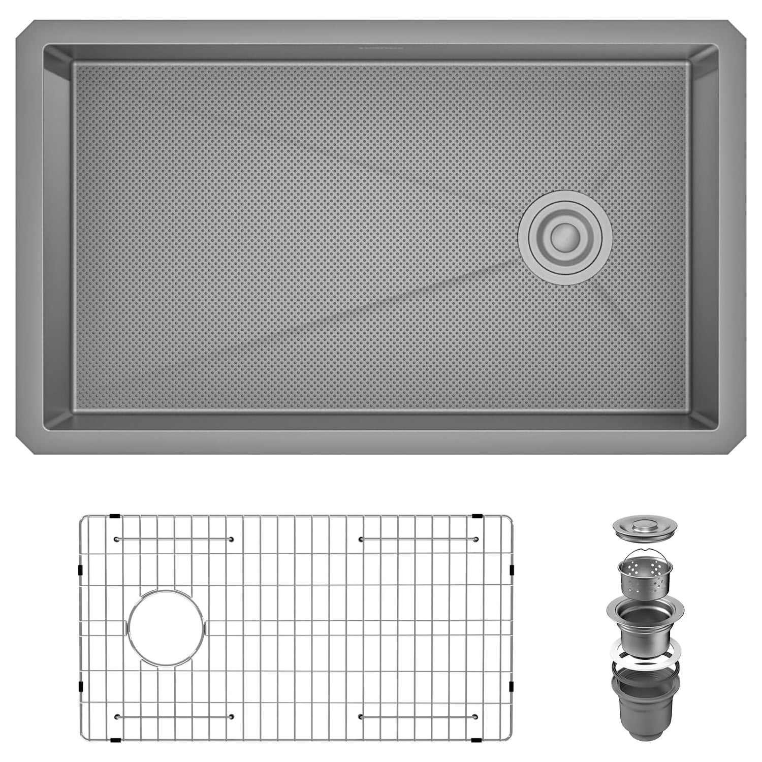 32 Inch Undermount Kitchen Sink, 304 Stainless Steel with Nano Coating, Single Bowl, Modern Design for Workstation, RV, Prep Kitchen & Bar, Drain Assembly Included, 32x19 Inch