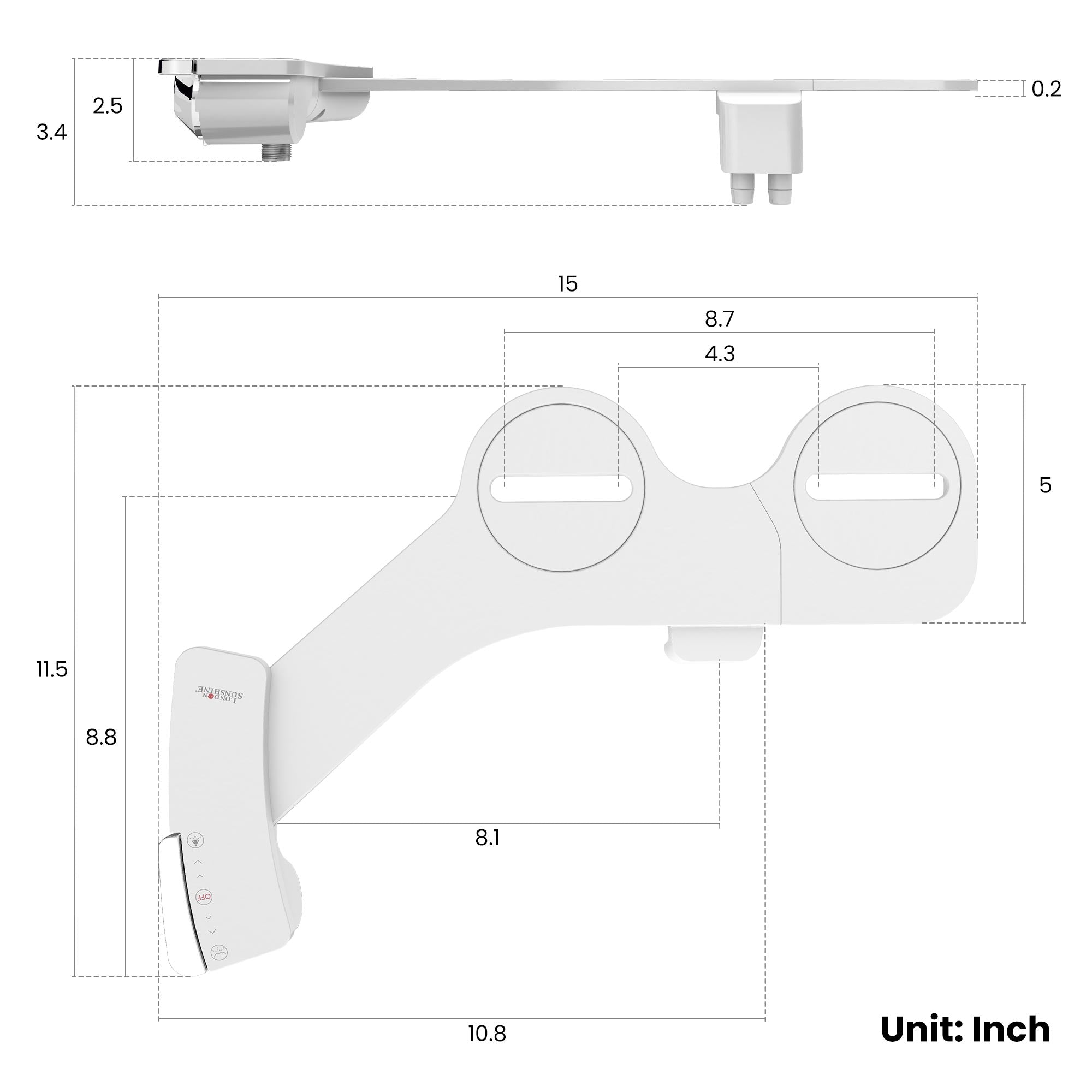 Ultra-Slim Dual-Nozzle Bidet Attachment - Adjustable Cold Water Pressure, Stainless Steel, Hygiene Upgrade,Non-Electric Bidet, (Silver)